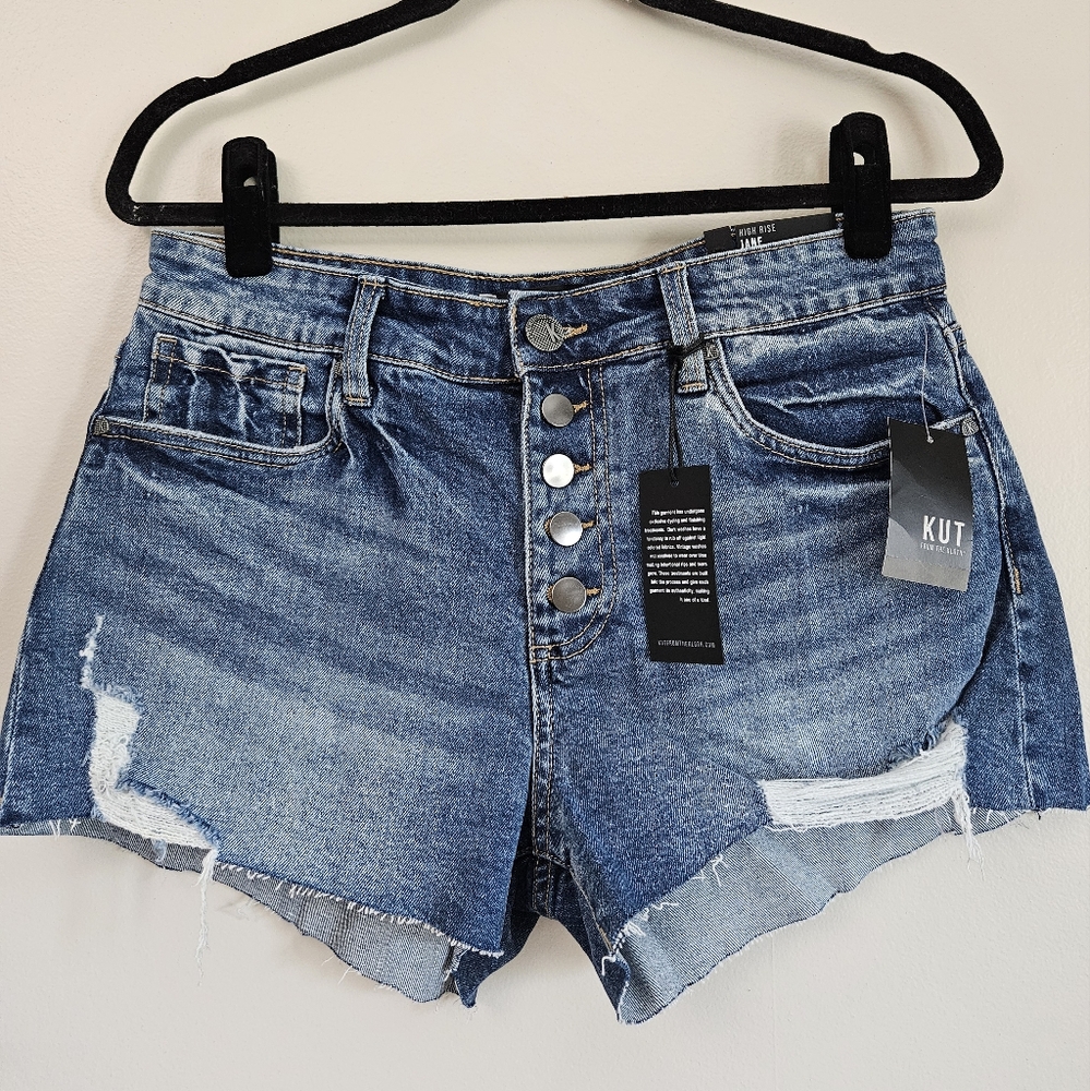 NWT Kut from the Kloth Jane High Waist Exposed Button Fly Denim Short